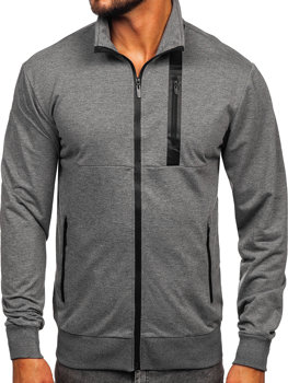 Antracito spalvos vyriškas užsegamas džemperis su stačia apykakle Bolf B226