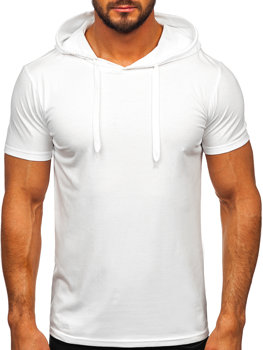 Balti vyriški marškinėliai be paveikslėlio su gobtuvu Bolf 8T89