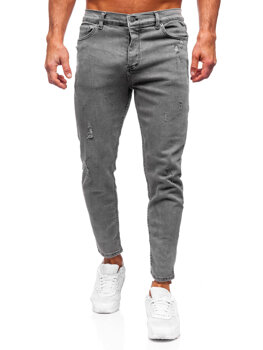 Grafito spalvos vyriškos džinsinės kelnės skinny fit Bolf 5909
