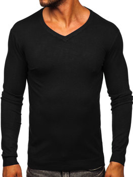 Juodas vyriškas megztinis su V apykakle Bolf MMB601