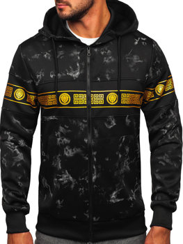 Juodas vyriškas užsegamas džemperis su gobtuvu Bolf 27B8125