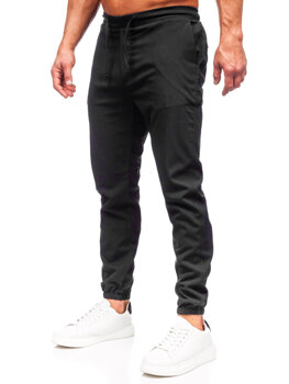 Juodos vyriškos medžiaginės jogger kelnės Bolf 0065