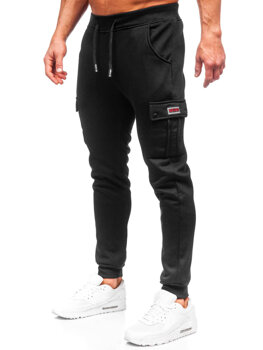 Juodos vyriškos sportinės jogger cargo kelnės Bolf HY-809