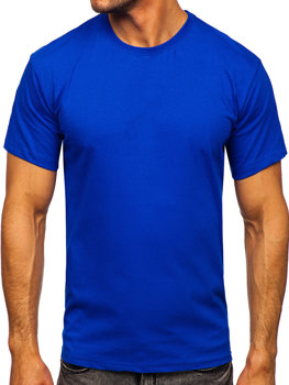 Mėlyni vyriški medvilniniai marškinėliai be paveikslėlio Bolf 192397