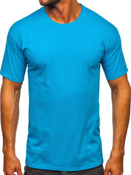 Mėlyni vyriški medvilniniai marškinėliai be paveikslėlio Bolf B459