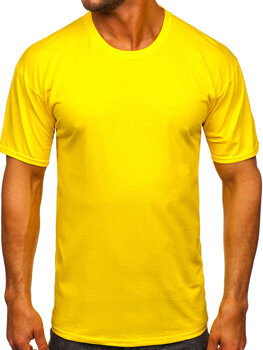 Neoniniai geltoni vyriški medvilniniai marškinėliai be paveikslėlio Bolf B459