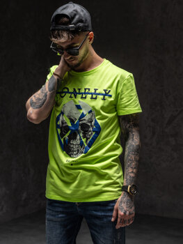 Neoniniai žali vyriški marškinėliai su paveikslėliu Bolf Y70011
