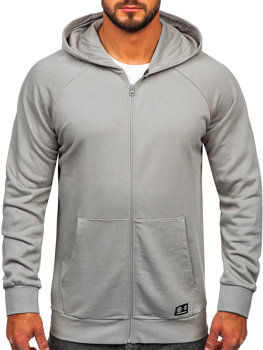 Pilkas užsegamas vyriškas džemperis su gobtuvu iš organinės medvilnės 4F BLM011