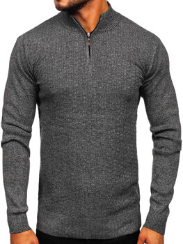 Pilkas vyriškas megztinis stačiu kaklu Bolf S8206