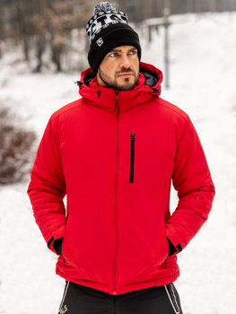 Raudona vyriška žieminė sportinė striukė Bolf HH011