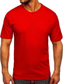 Raudoni vyriški medvilniniai marškinėliai be paveikslėlio Bolf 192397