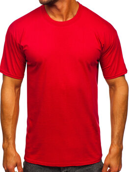 Raudoni vyriški medvilniniai marškinėliai be paveikslėlio Bolf B459