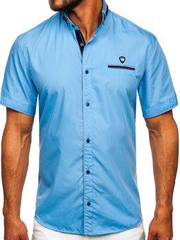 Šviesiai mėlyni vyriški marškiniai trumpomis rankovėmis Bolf 19617