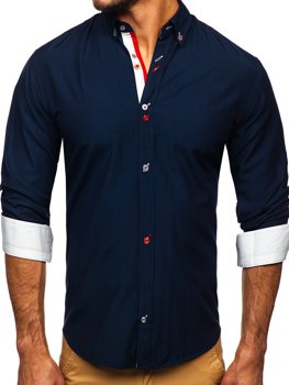 Tamsiai mėlyni vyriški marškiniai ilgomis rankovėmis Bolf 20710