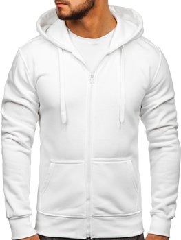 Vyriškas džemperis su gobtuvu užsegamas baltas Bolf 2008