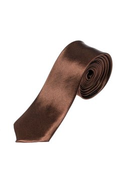 Vyriškas elegantiškas kaklaraištis rudas siauras Bolf K001