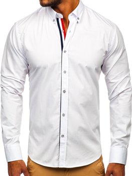 Vyriški elegantiški marškiniai ilgomis rankovėmis balti Bolf 3713