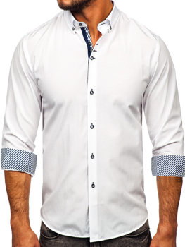 Vyriški elegantiški marškiniai ilgomis rankovėmis balti Bolf 5796-1