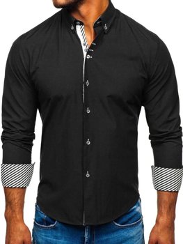 Vyriški elegantiški marškiniai ilgomis rankovėmis juodi Bolf 5796-1