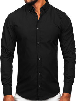 Vyriški elegantiški marškiniai ilgomis rankovėmis juodi Bolf 5821-1