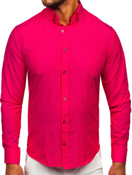 Vyriški elegantiški marškiniai ilgomis rankovėmis rožiniai Bolf 5821-1