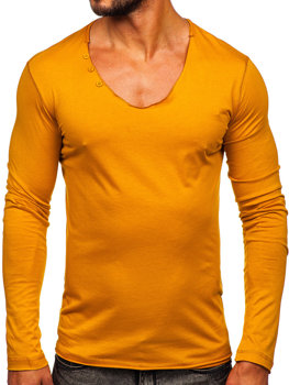 Vyriški garstyčių spalvos marškinėliai ilgomis rankovėmis be spaudinio Bolf 547