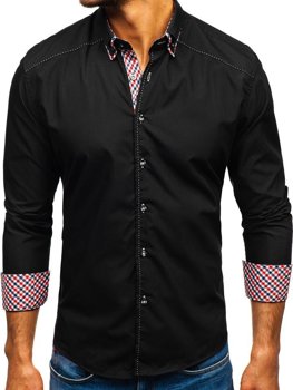Vyriški juodi marškiniai ilgomis rankovėmis Bolf 3707