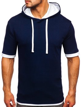 Vyriški marškinėliai be paveikslėlio tamsiai mėlyni Bolf 08