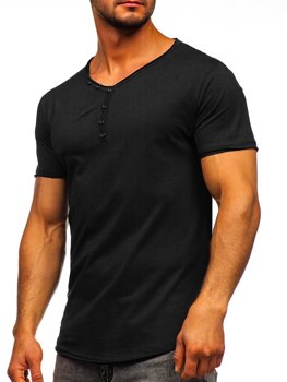 Vyriški marškinėliai su V kaklu be paveikslėlio juodi Bolf 4049
