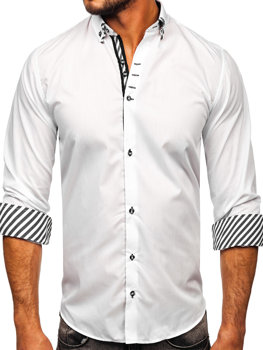 Vyriški marškiniai ilgomis rankovėmis balti Bolf 3762