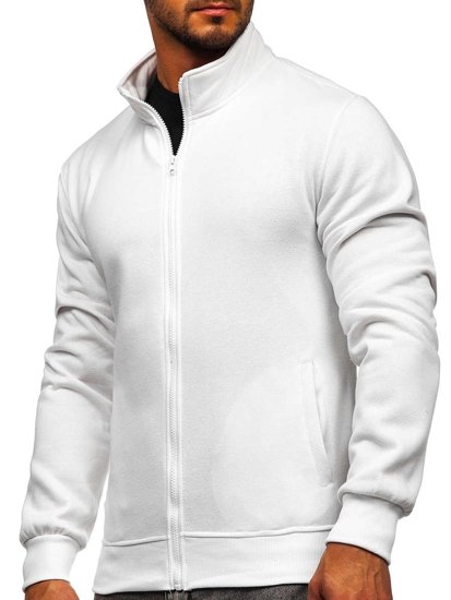 Baltas vyriškas užsegamas džemperis stačia apykakle Bolf B2002