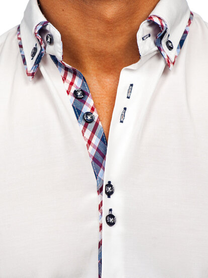 Elegentiški vyriški marškiniai ilgomis rankovėmis balti Bolf 4704