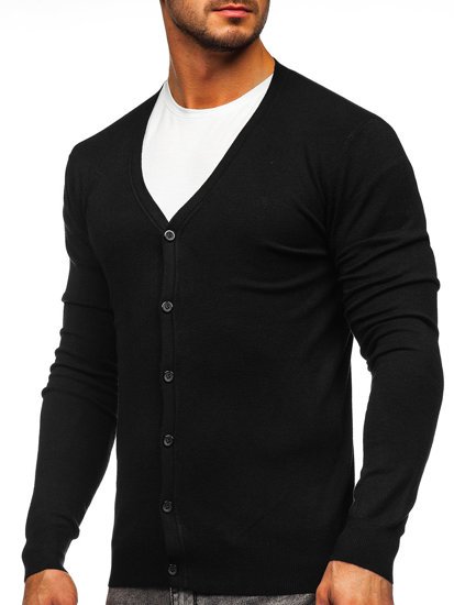 Juodas vyriškas užsegamas megztinis Bolf YY06