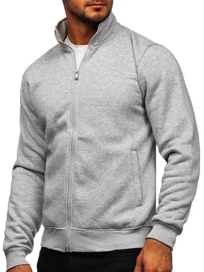 Pilkas vyriškas užsegamas džemperis stačia apykakle Bolf B002