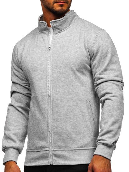 Pilkas vyriškas užsegamas džemperis stačia apykakle Bolf B2002