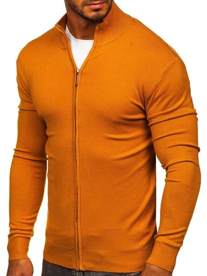 Šviesiai rudas vyriškas užsegamas megztinis Bolf YY07