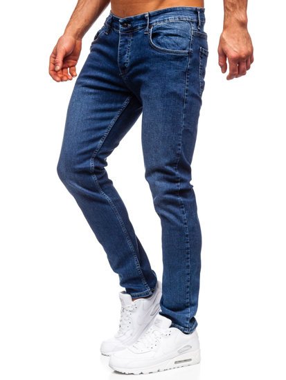 Tamsiai mėlynos vyriškos džinsinės kelnės regular fit Bolf R901