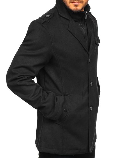 Vyriškas juodas paltas Bolf 8853