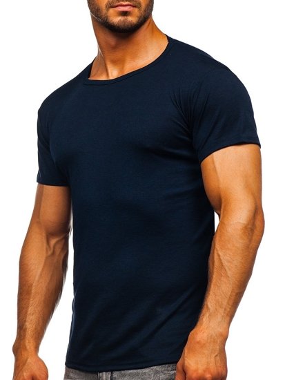 Vyriški marškinėliai be paveikslėlio tamsiai mėlyni Bolf NB003