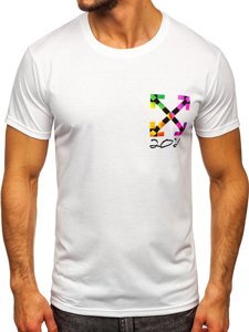 Balti vyriški marškinėliai su paveikslėliu Bolf KS2513