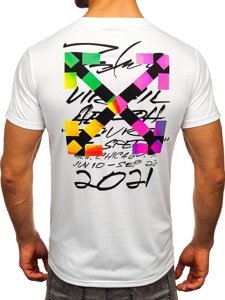 Balti vyriški marškinėliai su paveikslėliu Bolf KS2513
