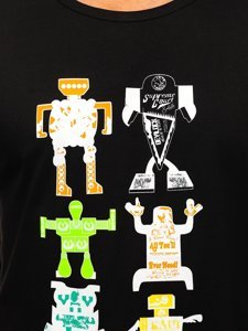 Juodi vyriški marškinėliai su paveikslėliu Bolf KS2360