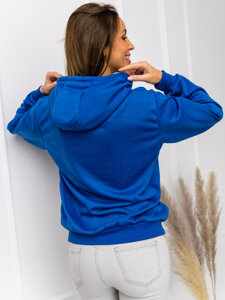 Moteriškas džemperis mėlynas su kengūros kišene Bolf W02
