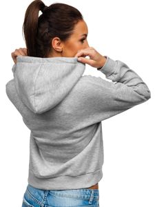 Pilkas moteriškas džemperis su gobtuvu Bolf KSW2019