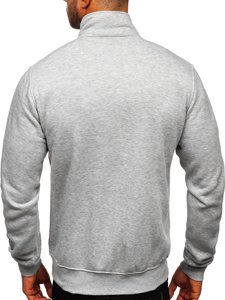 Pilkas vyriškas užsegamas džemperis stačia apykakle Bolf B002