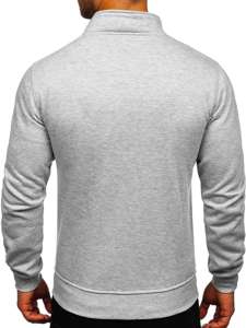 Pilkas vyriškas užsegamas džemperis stačia apykakle Bolf B2002