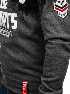 Vyriškas džemperis be gobtuvo su paveiklėliu grafito spalvos Bolf DD239