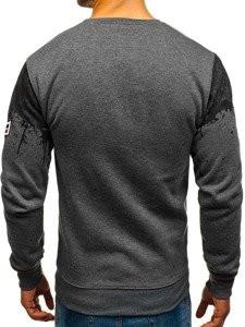 Vyriškas džemperis be gobtuvo su paveiklėliu grafito spalvos Bolf DD239