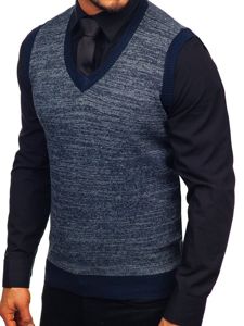 Vyriškas megztinis be rankovių tamsiai mėlynas Bolf 8131