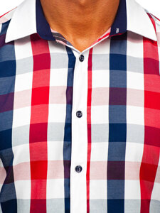 Vyriški elegantiški languoti marškiniai trumpomis rankovėmis raudoni Bolf 8901